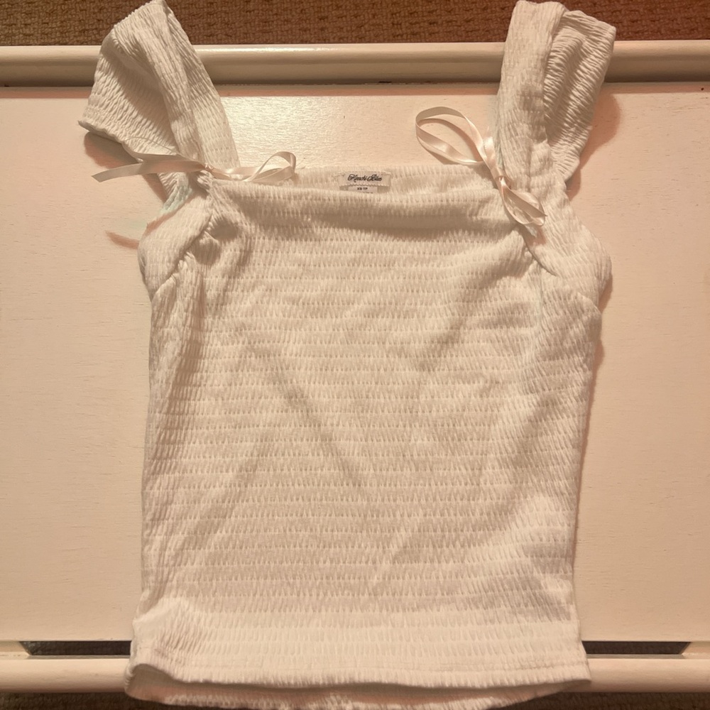 Kimchi Blue White Smocked Tie Front Tank Top